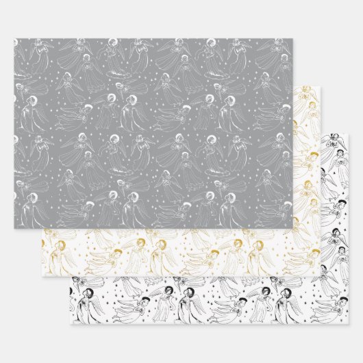 Feuille De Papier Cadeau motif d'anges | ensemble III (Lot)