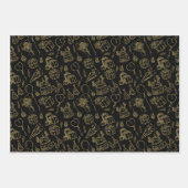 Feuille De Papier Cadeau Motif d'anniversaire noir/or (Devant 3)