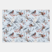 Feuille De Papier Cadeau Motif d'aquarelle botanique du feuillage d'hiver (Devant)