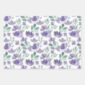 Feuille De Papier Cadeau Motif d'aquarelle chic violet et feuillage (Devant 2)