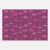 Feuille De Papier Cadeau Motif d'aquarelle de cerises (Devant 3)
