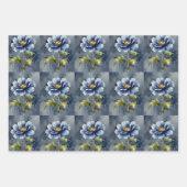 Feuille De Papier Cadeau Motif d'aquarelle de fleurs bleues (Devant)
