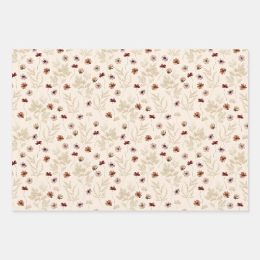 Feuille De Papier Cadeau Motif d'aquarelle en fleur minuscule (Devant)