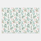 Feuille De Papier Cadeau Motif d'aquarelle florale de Noël moderne (Devant)
