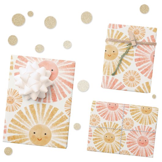 Feuille De Papier Cadeau Motif d'aquarelle Little Sunshine