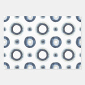 Feuille De Papier Cadeau Motif d'aquarelle marbré d'or bleu (Devant 3)