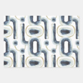 Feuille De Papier Cadeau Motif d'aquarelle marbré d'or bleu (Devant 2)