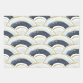 Feuille De Papier Cadeau Motif d'aquarelle marbré d'or bleu (Devant)