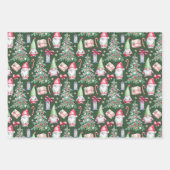 Feuille De Papier Cadeau Motif d'aquarelle moderne Gnome de Noël (Devant 3)