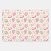 Feuille De Papier Cadeau Motif d'aquarelle rose doux (Devant 3)