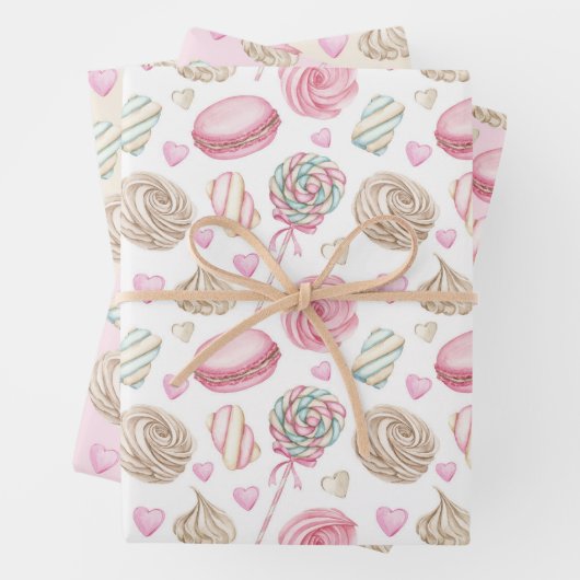Feuille De Papier Cadeau Motif d'aquarelle rose doux (En situation)