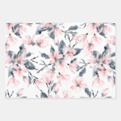 Feuille De Papier Cadeau Motif d'aquarelle rose et gris (Devant 2)