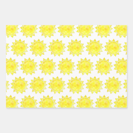 Feuille De Papier Cadeau Motif d'aquarelle solaire jaune (Devant)