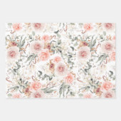 Feuille De Papier Cadeau Motif d'aquarelle végétale rose terre (Devant 3)