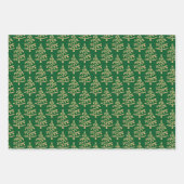 Feuille De Papier Cadeau Motif d'arbre de Noël d'or moderne (Devant 2)