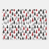 Feuille De Papier Cadeau Motif d'arbre de Noël gris-rouge (Devant 2)