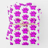 Feuille De Papier Cadeau Motif d'art 3D Paw Chien Rose (En situation)