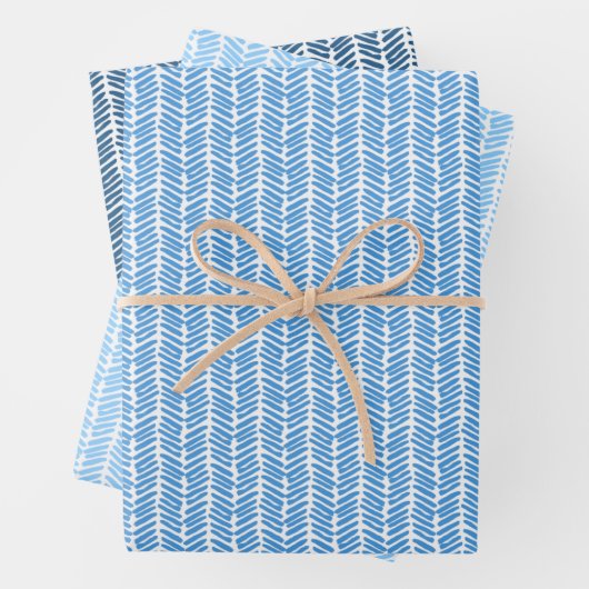Feuille De Papier Cadeau Motif d'art  d'été Dark Azure Cobalt Blue (En situation)