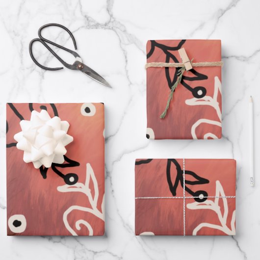 Feuille De Papier Cadeau Motif d'art drôle rouge (Recto)