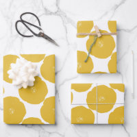 Motif d'art floral de Poppy rétro en Jaune et Blan