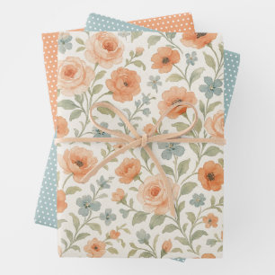 Feuille De Papier Cadeau Motif d'art floral français chic shabby élégant