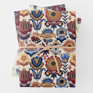 Feuille De Papier Cadeau Motif d'art populaire