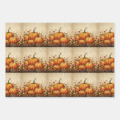 Feuille De Papier Cadeau Motif d'automne rustique Citrouille orange (Devant 2)