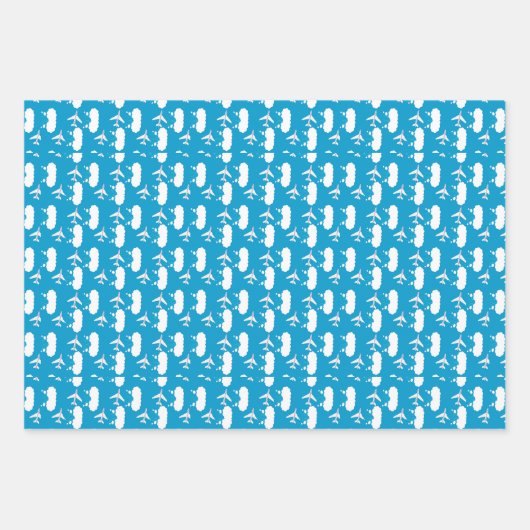Feuille De Papier Cadeau Motif d'avion Sky Blue (Devant)