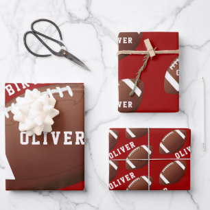 Feuille De Papier Cadeau Motif de ballon de football américain pour enfants