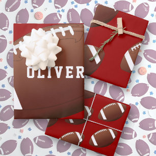Feuille De Papier Cadeau Motif de ballon de football américain pour enfants