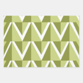Feuille De Papier Cadeau Motif de bande vert Chevron (Devant)