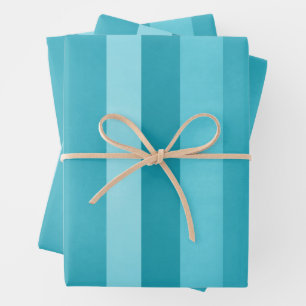 Feuille De Papier Cadeau Motif de bandes texturées bleu Aqua