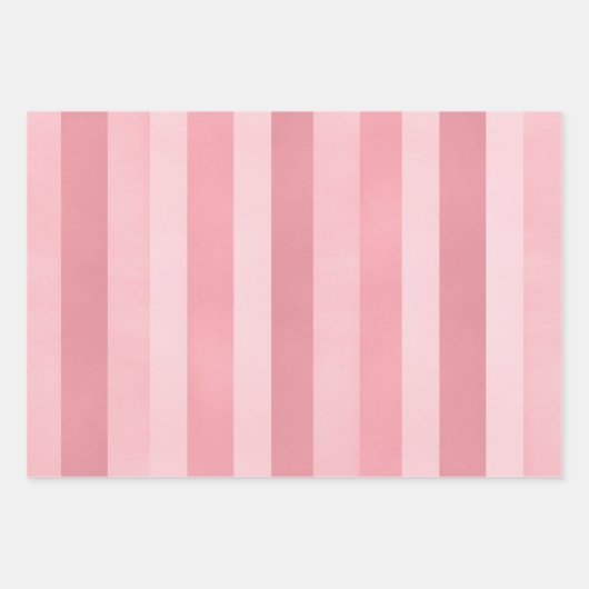 Feuille De Papier Cadeau Motif de bandes texturées roses (Devant 3)