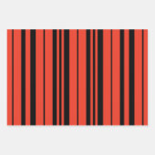 Feuille De Papier Cadeau Motif de bandes verticales en noir orange (Devant 2)