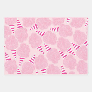 Feuille De Papier Cadeau Motif de barbe à papa rose