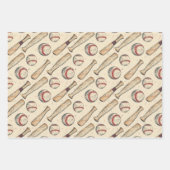 Feuille De Papier Cadeau Motif de baseball rétro (Devant 2)
