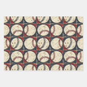 Feuille De Papier Cadeau Motif de baseball rétro (Devant 2)