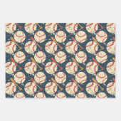 Feuille De Papier Cadeau Motif de baseball rétro (Devant)