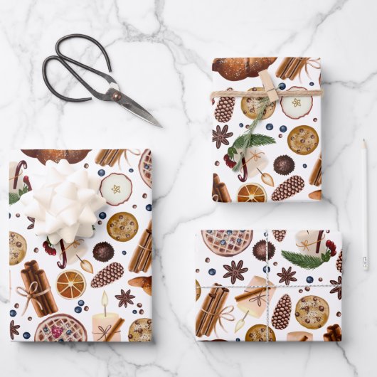 Feuille De Papier Cadeau Motif de biscuits de Noël Hygge (Recto)