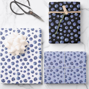 Feuille De Papier Cadeau Motif de bleuets d'aquarelle
