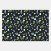 Feuille De Papier Cadeau Motif de bleuets et de feuillage (Devant 3)