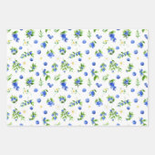 Feuille De Papier Cadeau Motif de bleuets et de feuillage (Devant 2)