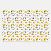 Feuille De Papier Cadeau Motif de camions de construction (Devant 2)