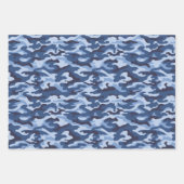 Feuille De Papier Cadeau Motif de camouflage bleu foncé (Devant 3)