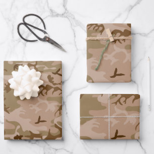 Feuille De Papier Cadeau Motif de camouflage du désert, motif militaire, ar