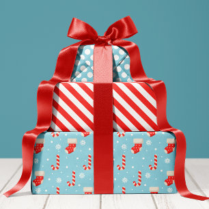 Feuille De Papier Cadeau Motif de canne à bonbons de Noël drôle de vacances