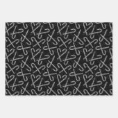 Feuille De Papier Cadeau Motif de canne à sucre noir et blanc de Gothmas (Devant)