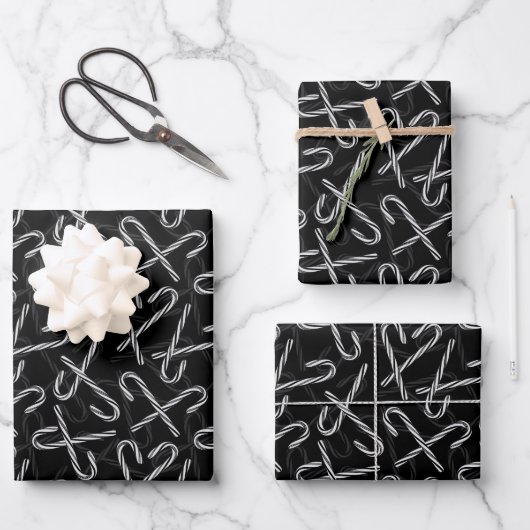 Feuille De Papier Cadeau Motif de canne à sucre noir et blanc de Gothmas (Recto)