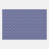 Feuille De Papier Cadeau Motif de carrelage violet, vert, bleu et crème vif (Devant 3)