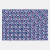 Feuille De Papier Cadeau Motif de carrelage violet, vert, bleu et crème vif (Devant)